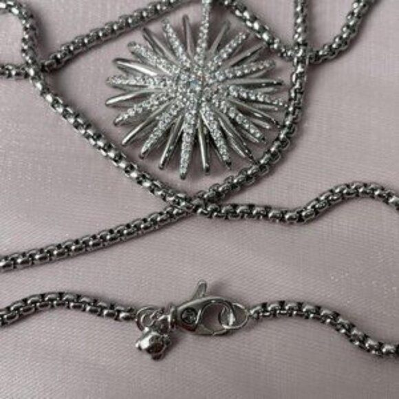 Fashion David Yurman Starburst Pendant with Pav Sterling Silver Necklace - Picture 5 of 7